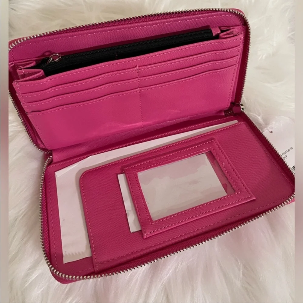 Betsy Johnson Azalea Rosebud Quilted Zip Around Wallet - Picture 4 of 5